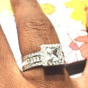 7.7g 925 Pure Silver Square Cut CZ Engagement/Wedding RING